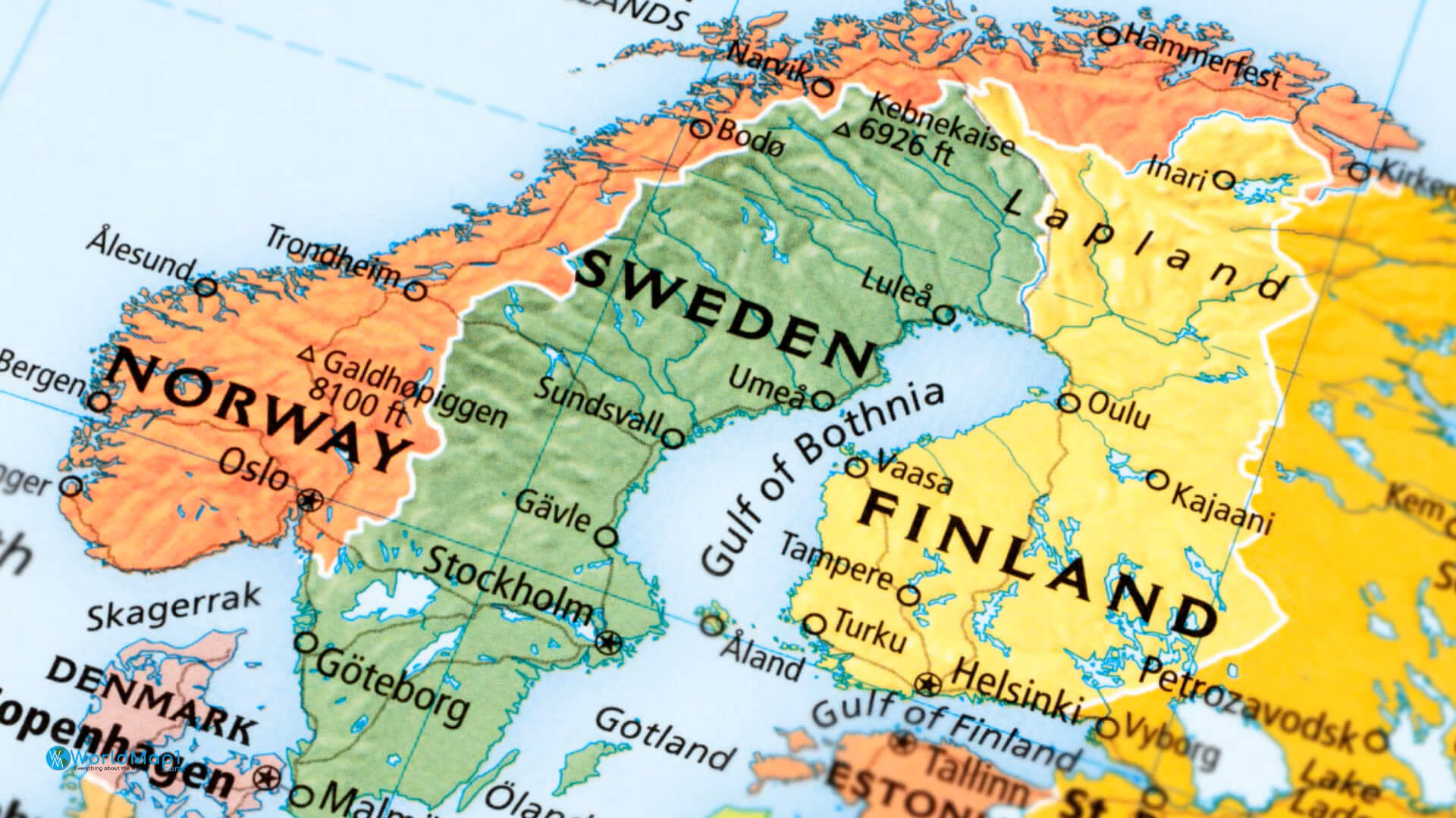 Finnland-Karte mit Schweden und Norwegen